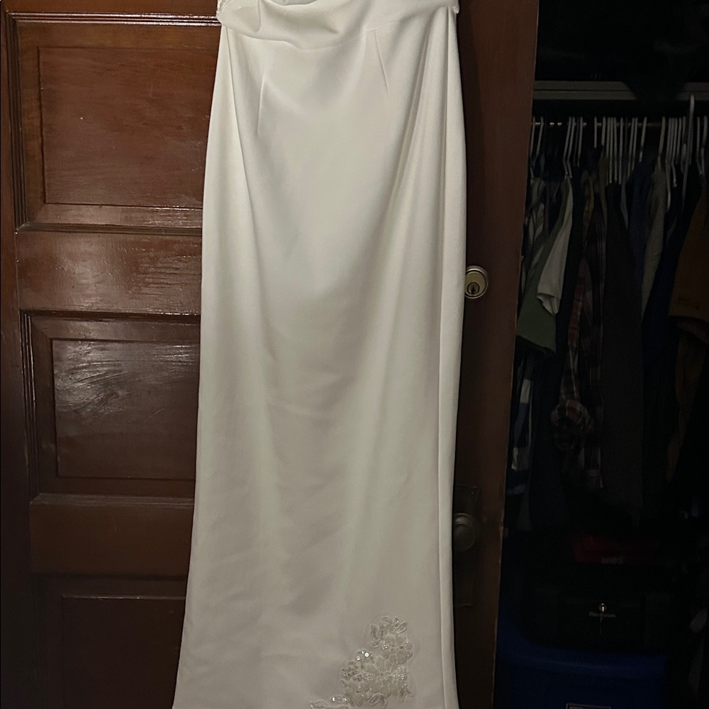Hello Molly Strapless White Dress with Floral Detail